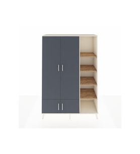 Hyperion Dolap 6 Raflı 4 Kapaklı Tek Askılı 132x44x195 Aytaşı-Antrasit/Çam