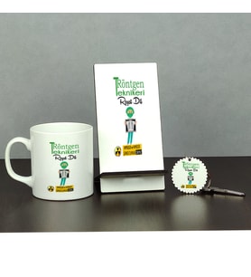 Röntgen Teknikeri Üçlü Set (Kupa + Telefon Standı + Anahtarlık) 002