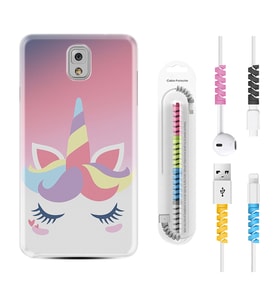 Samsung Note 3 4 5 8 9 20 Ultra 10 Lite Kılıf Kablo Koruma Spiral Silikon Sweety Unicorn 1737