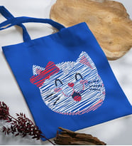 BK Gift Modern Art Tasarımlı Mavi Kumaş Bez Çanta, Baskılı Omuz Çantası, Alışveriş Çantası, Arkadaşa Hediye-4