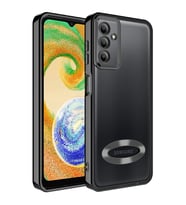 Samsung Galaxy A34 Kılıf Logo Yeri Açık Kamera Lens Korumalı Renkli Kenarlı Şeffaf Silikon (Siyah)
