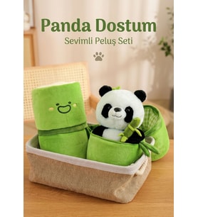 Bambunun içinden çıkan sevimli peluş panda 30 cm