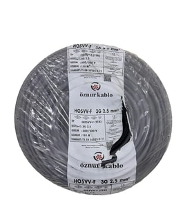 ÖZNUR 35MT 3X2,5MM TTR BAKIR ELEKTRİK KABLOSU SİYAH