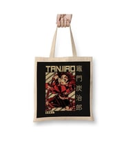 Demon Slayer Tanjiro Kamado Bez Çanta Uzun Saplı Alışveriş Çantası Plaj Çantası (Beyaz)