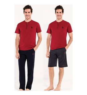 U.S. Polo Assn Erkek 3lü Pijama Takımı Bordo