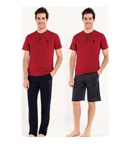U.S. Polo Assn Erkek 3lü Pijama Takımı Bordo