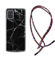 Samsung a71 A72 A73 A7 A9 2018 C7 C9 Kılıf Boyun Asklı Rasta Silikon Fragile Black Mermer 1378