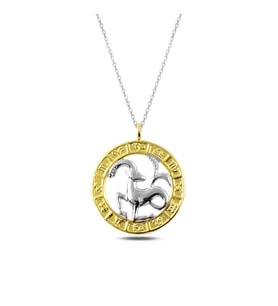 Gümüş Gold Oğlak Burcu Kolye