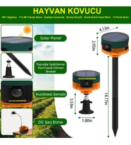 Hayvan Kovucu (360° ALGILAMA-110 Db Yüksek Siren-Uzaktan Kumanda-Güneş Enerjili-Kendi Sesini Kayıt Etme