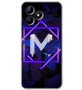 Realme C53 Kılıf HD Desen Baskılı Kılıf - Dark Neon Yaprak M Harfi