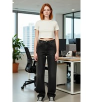 Kadın Wide Leg Jean Antrasit Vintage Yıkama Fonksiyonel Dayanıklı Kaliteli Konforlu Modern