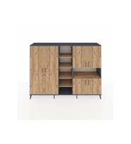 Hyperion Dolap 13 Raflı 6 Kapaklı 220x44x163 Antrasit-Çam