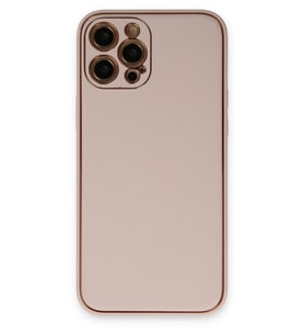 Pilelistore   iPhone 12 Pro Max Kılıf Coco Deri Silikon Kapak - Pudra