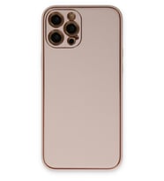 Pilelistore   iPhone 12 Pro Max Kılıf Coco Deri Silikon Kapak - Pudra