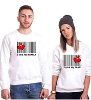 Tshirthane Aşkımızın Barkodu Sevgili Kombinleri Sweatshirt Kombini (Tek Ürün Fiyatıdır.)