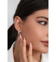Kadın 925 Ayar Gümüş Zirkon Taşlı Küpe (Rodyum)