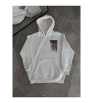 Uzun Kol Kapşonlu Ön Ve Arka Baskılı SweatShirt - Beyaz