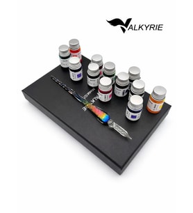 Valkyrie Gökkuşağı Cam Kalem Seti 12 Renk Mürekkep Hediyeli – Kristal Dip Pen Kaligrafi, Sanat ve Hobi Kalemi (RGB)