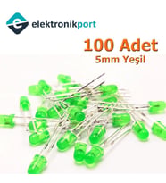 Led 5mm Yeşil Difused 100 Adet