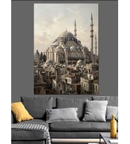 İstanbul Sultanahmet Camii Genel Görünüm Dekoratif Kanvas - Mdf Ahşap Tablo