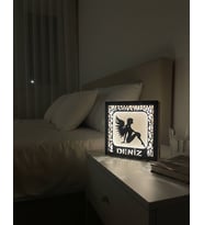 Kişiye Özel Işıklı Ahşap Dekoratif Gece Lambası Beyaz