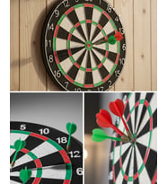 Kaliteli Ahşap Dart Tahtası 12 İnç 4 Adet Metal İğne Uçlu Ok
