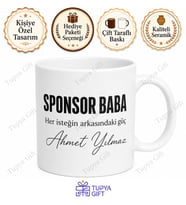 Sponsor Baba Yazılı Eğlenceli Kupa Bardak Babalar Günü Hediyesi Özel Tasarım