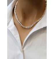 Kadın Dorika Taşlı Altın & Rose & Gümüş Renkli Kolye