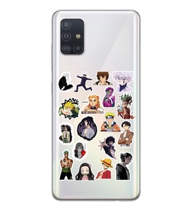 Samsung Galaxy A71 Uyumlu Anime Sticker Tasarımlı Şeffaf Telefon Kılıfı
