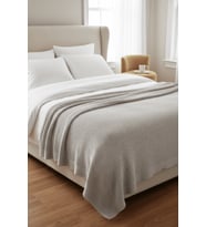 Liva Yumuşak Örgü Battaniye Düz Çift Kişilik 200x220 cm Vizon  Akrilik Yatak Örtüsü – Dekoratif Şal