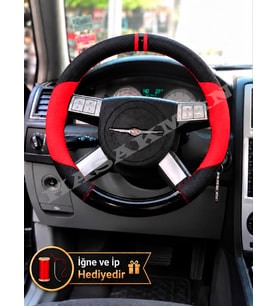 Dodge Magnum Dikme Direksiyon Kılıfı Parlak Siyah Kırmızı Detaylı Kırmızı Çift Yüzük ve Dikiş 2005-2008