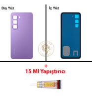 Infinix Hot 60İ Mor Uyumlu Arka Kapak + B7000 Yapıştırıcı Arka Cam Batarya Pil Kapağı Lazer Kesim