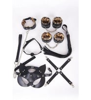 Amora Secret Deri Harness Leopar Set