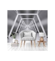 Dreamwall 3D Çizgili Neon Işık Desenli Isı Ve Ses Yalıtımlı Sağlıklı Tekstil Duvar Kağıdı (Gri)