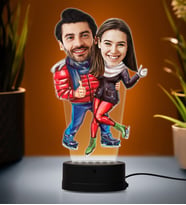 Doğum Günü Hediyesi,Sevgiliye Hediye, Kişiye Özel Fotoğraflı En Mutlu Çift Karikatür 3D Led Lamba (Beyaz)