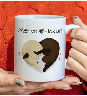 BK Gift Kişiye Özel Sevgili Evcil Hayvan Tasarımlı Beyaz Kupa Bardak-3, Arkadaşa Hediye, Sevgiliye Hediye