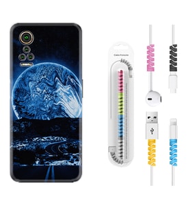General Mobile GM 21 Pro GM 22 Pro Plus Kılıf Kablo Koruma Spiral Silikon Mavi Gece 1605