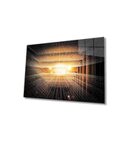 Miyrem Glasses Collection -A1^#  Geometrik Işıklı Bina Cam Tablo, Cam Tablo (Çok Renkli)