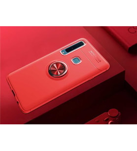 Samsung Galaxy A9 2018 Kılıf Yüzüklü Magnetli Ravel Case (Kırmızı)