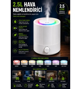 Q3 2.5 Lt Hava Nemlendirici Buhar Makinesi Ultrasonik Difüzör Oda Nemlendirici Hava Nemlendiricisi