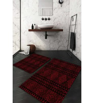Dijital Baskılı Kaymaz Taban Yıkanabilir 2'li Klozet Takımı Banyo Paspası NDKZ-HT-114 (Bordo)