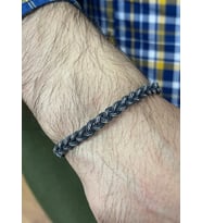 Gümüş Kazaziye Oksitli Örgü Bileklik : Gümüş - 21 cm : Gümüş - 18 cm : Oksitli - 17 cm (Oksitli)