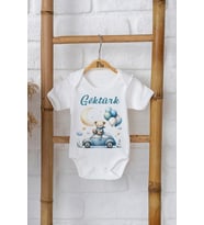 Pia Baby Premium %100 Pamuk İsme Özel Organik Baskılı Çıtçıtlı Bebek Body Zıbın Modelleri 5056-16 (Ekru)