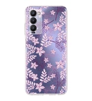 PrintiFy Tecno Camon 18 Uyumlu Kamera Korumalı Floral Pudra Tasarımlı Şeffaf Silikon Kılıf