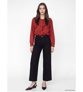 LCW Modest Siyah Yüksek Bel Wideleg Kadın Jean Pantolon