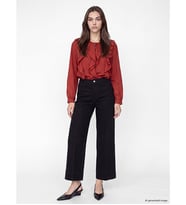 LCW Modest Siyah Yüksek Bel Wideleg Kadın Jean Pantolon