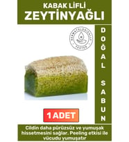 Özel Üretim Masaj Etkili Nemlendirici Kuruluk Giderici Doğal Kabak Lifli Zeytinyağı Sabunu 1 Adet
