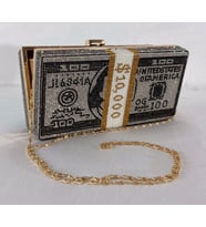 Pelly Luxury Dolar Ful Taşlı Çanta (Siyah)