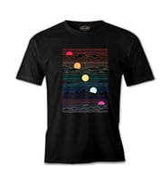 Sunset in Waves Siyah Erkek Tshirt