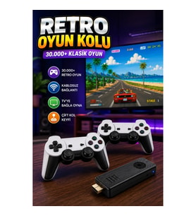 X8 Pro 3D Game Stick Pro Çift Joystick Retro Oyun Konsolu 30.000 Oyunlu Yüksek Çözünürlük